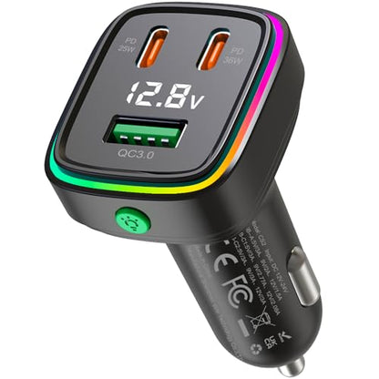 60W Fast Car Charger USB C Quick Charging Adapter PD 36W Fast Charging with Led and Voltage Display for iPhone16 15 X Samsung