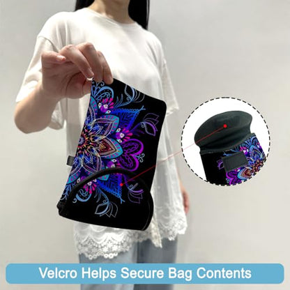 Neoprene Cell Phone Sleeve Pouch Case Bag with Crossbody Strap Neck Lanyard for Women 7.5 X 4.3 in Blue Flower - color: Blue Flower