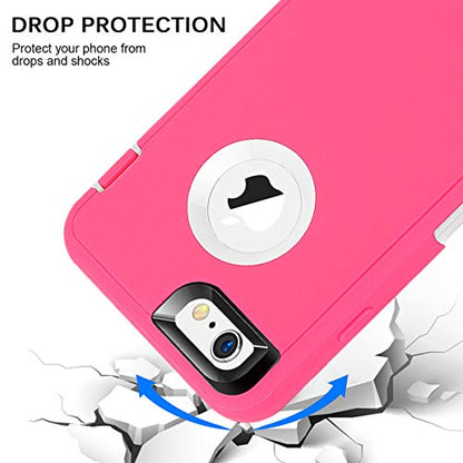 MAXCURY with iPhone 6 Case iPhone 6s Case Heavy Duty Shockproof Series Case for iPhone 6/6S (4.7")-V2 with Built-in Screen Protector Compatible with All US Carriers - Rose/White - color: Rose/White