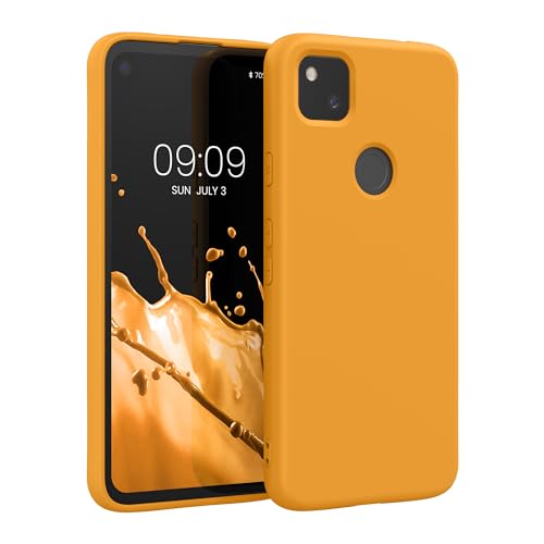 kwmobile Case Compatible with Google Pixel 4a Case - Slim Protective TPU Silicone Phone Cover - Mango - color: Mango