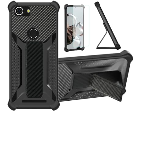 bojioderf Case Compatible for Pinwheel Slim 3 Kids Smartphone Phone Case Cover [with Tempered Glass Screen Protector] Hybrid Case [Folding Support Magnetic] [Frosted Anti-Fingerprint] Black
