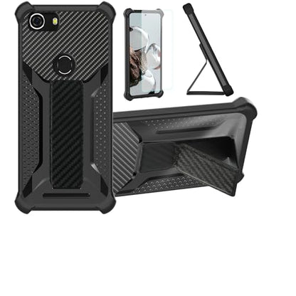 bojioderf Case Compatible for Pinwheel Slim 3 Kids Smartphone Phone Case Cover [with Tempered Glass Screen Protector] Hybrid Case [Folding Support Magnetic] [Frosted Anti-Fingerprint] Black