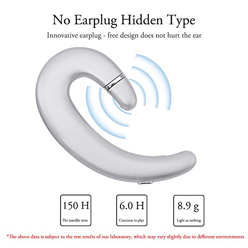 Ear Hook BT Wireless Headphone,Non Ear Plug Headset with Microphone,Single Ear Noise Cancelling Earphones Painless Wearing for Android Smartphones,iPhone14 13 12 11 X 8(Silver) - color: Silver