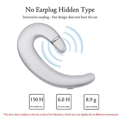 Ear Hook BT Wireless Headphone,Non Ear Plug Headset with Microphone,Single Ear Noise Cancelling Earphones Painless Wearing for Android Smartphones,iPhone14 13 12 11 X 8(Silver) - color: Silver
