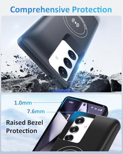 Battery Case for Samsung Galaxy S25/S24,10000mAh Qi Wireless Charging Magnetic Rechargeable Extended Charge Case, Portable Protective Power Bank for Samsung S25/S24(6.2") Black