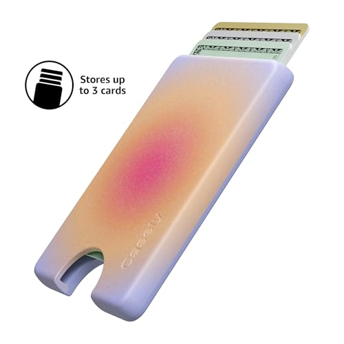 Casely MagWallet | Aura | Sunset Halo | Rainbow | Slim Wallet Card Holder | Compatible with MagSafe | Soft-Touch Hard Silicone | Holds Up to 3 Cards - color: Aura | Sunset Halo | Rainbow
