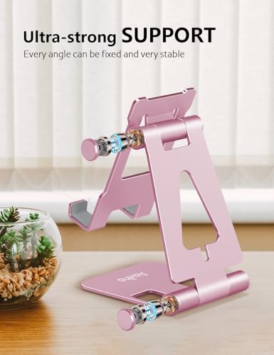 Aoviho Foldable Cell Phone Stand for Desk, Holder for iPhone,Pink - color: Pink
