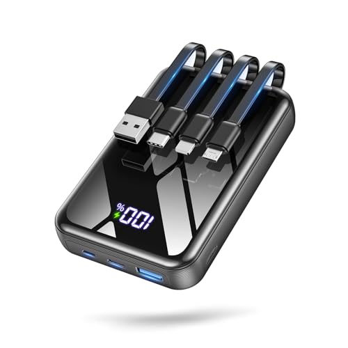 50000mAh Portable Charger, 50% Smaller Power Bank Built-in 4 Cables