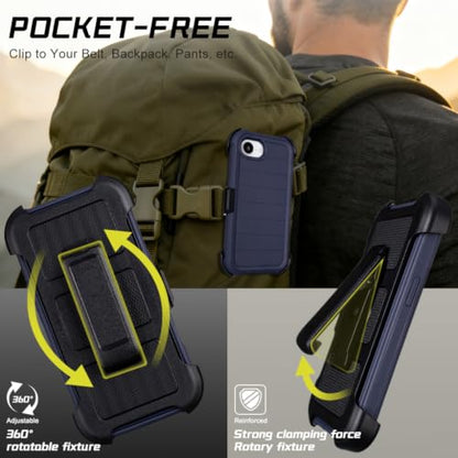 Defender Case for iPhone 17e Phone Case Belt Clip Kickstand Blue | Shockproof iPhone 17 e Case Heavy Duty Rugged, 2 Layers of Sturdy for iPhone Case 17e,for Protective iPhone 17e Cover Black - color: Navy Blue