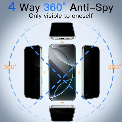 JETech 360° Privacy Screen Protector for iPhone 16 Pro, 2-Pack - size: iPhone 16 Pro