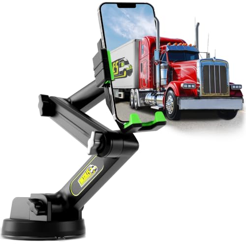 Truckules Truck Phone Mount, 16.9" Long Holder, Big Rig, Green - color: Green