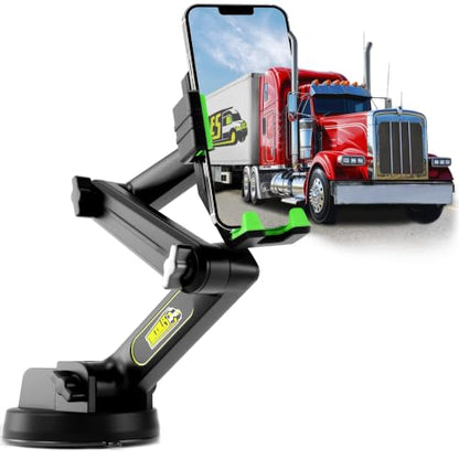 Truckules Truck Phone Mount, 16.9" Long Holder, Big Rig, Green - color: Green