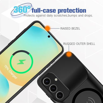 Battery Case for Galaxy S25 Plus, 12000mAh High Capacity Portable Charger Case Rechargeable Smart Battery Pack Compatible with Galaxy S25 Plus 6.7 inch Charging Case Support Wireless & Carplay-Black - size: for Galaxy S25 Plus
