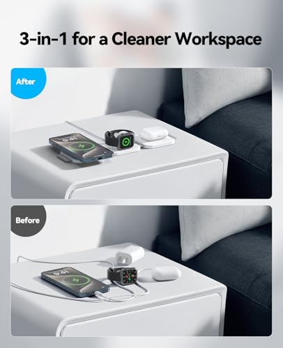 3 in 1 Charging Station for Apple, Foldable Magnetic Wireless Charger Dock - size: 15W White 1Pack