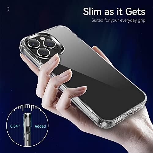JJGoo Compatible with iPhone 14 Pro Max Case Clear, Non-Yellowing Shockproof Phone Case for 14 Pro Max, Slim Anti-Scratch Hard PC Back Protective Cover Bumper 2022 - color: Clear