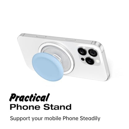 Svanove Silicone Magnetic Phone Grip Compatible with Magsafe Phone Grip Holder, Cute Cell Phones Grips Stand Collapsible Kickstand for iPhone Samsung, Slim Thin Matte Soft Rubber TPU, Light Blue - color: Light Blue, style: Magnetic