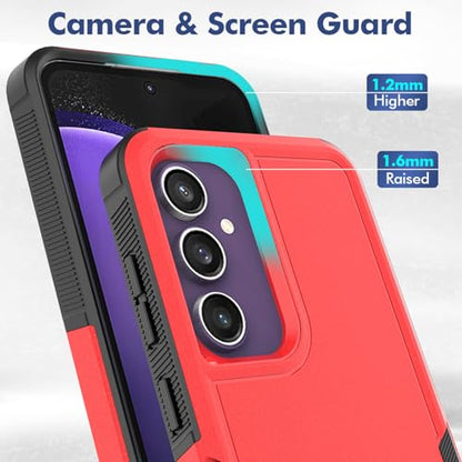 Dionsibei Designed for Samsung Galaxy A52 5G Case 2 in 1 Military Grade Drop Heavy Duty Rugged Shockproof Protective Cover Case for Galaxy A52 5G Phone Case (Red) - color: Red