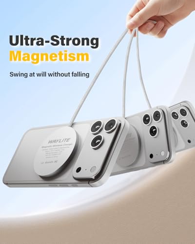 6FT Magnetic Wireless Charger Charging Pad - 15W Fast Mag-Safe Phone Charger for Apple iPhone 17 16 15 14 13 12 Series & AirPods 4 3 2 Pro, Phone Charging Pad with Plug for Desk & Travel, 2Pack White