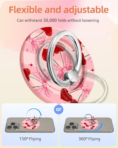 Lotadilo Magnetic Phone Ring Holder, Cute Phone Grip Stand, PK Cherry - color: PK Cherry