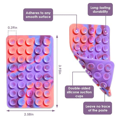 Silicone Phone Case Double Sided Suction Cup Mount Cell Phone Accessories Holder Phone Stand For Selfies Leave no Trace Washable (1PCS Black)