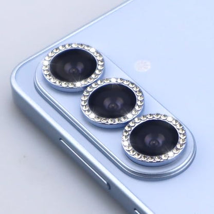 for Samsung Galaxy S26 / S26 Plus Camera Lens Protector, Bling Diamond Metal Ring Tempered Glass Lens Cover, Sparkly Rhinestone Accessories (Sky Blue) - color: Sky Blue