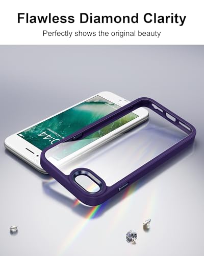 HOOMIL for iPhone SE 3rd/2nd Gen, iPhone 7/iPhone 8, Non-Yellowing, Drop Protection, Anti-Scratch Transparent Hard Back Phone Cover - Dark Purple - color: Dark Purple, size: iPhone 7/8/SE 2020/2022