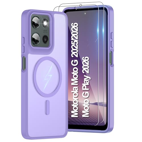 Pilaru Magnetic for Motorola Moto G 5G 2025/2026 & Moto G Play 2026 Case with Screen Protector (Built-in Magnets) (Military Grade Drop Protection) Slim Translucent Matte Shockproof for Moto G Purple - color: Light purple, size: Moto G 5G 2025/2026 & G Pla
