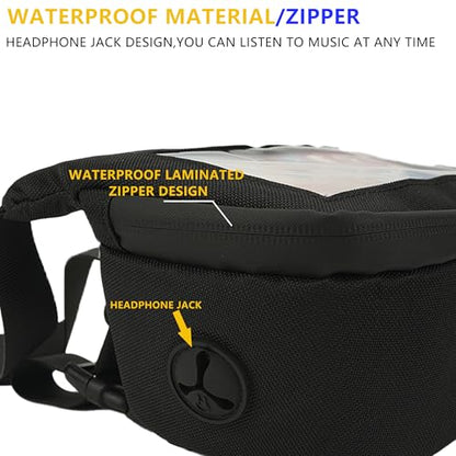 Bike Handlebar Bag – Waterproof Bicycle Handlebar Bag with Sensitive TPU Touchscreen Phone Holder, Front Frame Pouch for Road & Mountain Bikes, Large Capacity Cycling Storage Bag