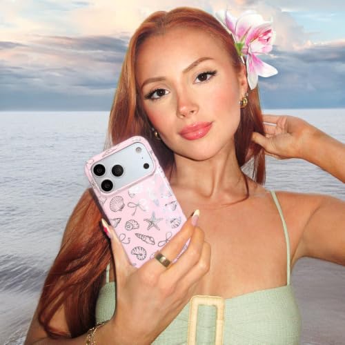 VELVET CAVIAR for iPhone 15 Case - Compatible with MagSafe - 10ft Drop Tested - Protective Summer Cases - Pink Coastal Seashells - color: Pink Coastal Seashells, size: 15