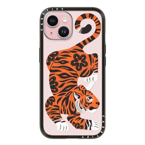 CASETiFY for iPhone 15 Case - Compact Compatible with MagSafe | Slim and Sleek | 4ft. 2x Military Grade Drop Protection | Fierce Tiger | Black - color: 08. Fierce Tiger, size: Iphone 15 (Magsafe)