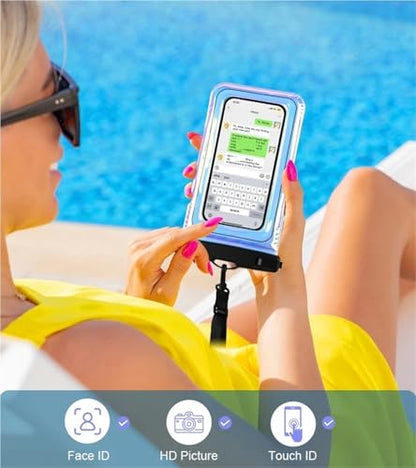 Dry Bags IP68 Waterproof Phone Pouch with Fluorescent Design, Screen Touchable, for Swimming, Hiking & Boatin