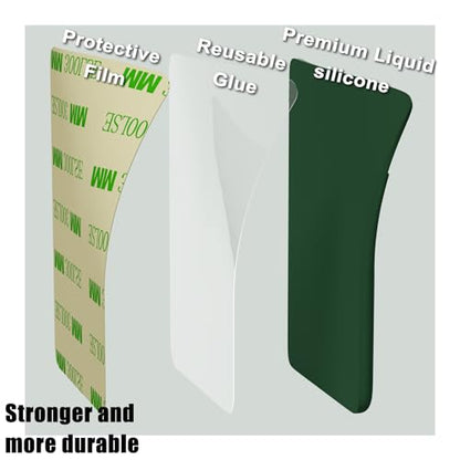 oakxco Phone Wallet Stick On, Secure Phone Card Holder Silicone, Adhesive Pocket Sleeve ID Credit Card, Slim Thin Card Case for Men Women Cute, Compatible with Apple iPhone Samsung Pixel, Dark Green - color: Forest Green