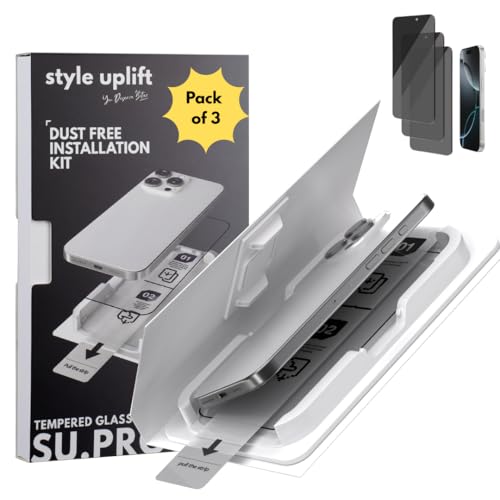 Su Iphone 15/16 Privacy Tempered Glass 3 Pack, 9H Anti-Spy Screen - color: Privacy (Set of 3), size: iPhone 15 & iPhone 16