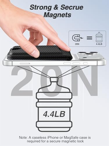 TopMade for MagSafe Wallet Works with Find My, Strongest Magnetic Wallet - color: Carbon Fiber Black