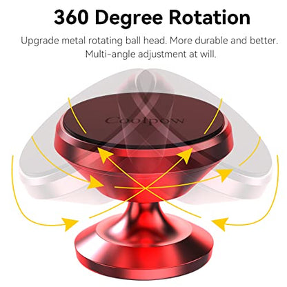 【2-Pack】Magnetic Phone Holder for Car Dash Strong Magnetic Car Phone Mount - color: Red