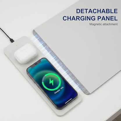 15W Wireless Charging Mouse Pad 31.5"x15.75", Double-Sided Faux Leather - color: NF-Gray
