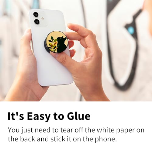 2 Pack Cell Phone Grip with Expanding Kickstand, Black Cat Leaf - color: Black Cat Leaf