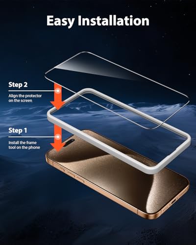 Mkeke Screen Protector for iPhone 15 Pro Max 6.9" 3 Pack 9H+ Tempered Glass | [Easy Installation Frame] [Military-Grade Drop Protection] HD Clear, Anti-Scratch, Bubble Free - size: for iPhone 15 Pro Max 6.7"