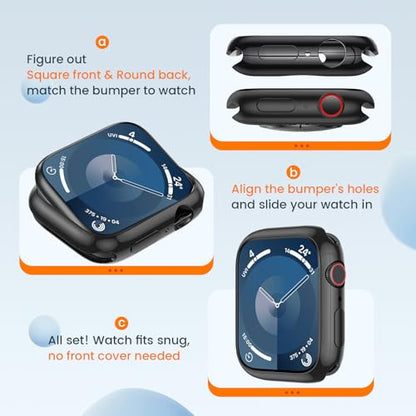 [2 Pack] Bumper Case for Apple Watch Series 9/8/7 41mm, Black - color: Black+Black, size: 41 mm Series 9/8/7