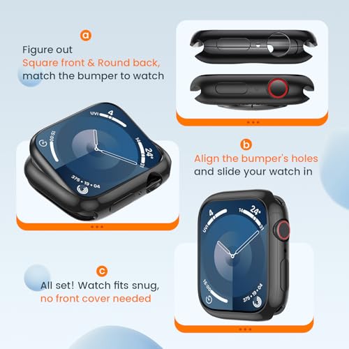 [2 Pack] Bumper Case for Apple Watch Series 9/8/7 45mm, Black - color: Black+Black, size: 45 mm Series 9/8/7
