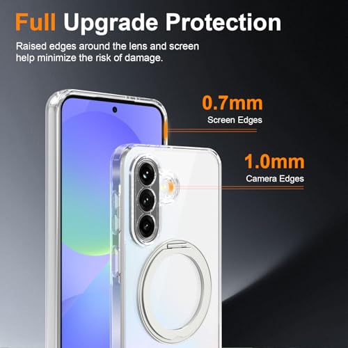 Case for Samsung Galaxy A37 5G Phone 2026 | Rotating Stand | Non-Yellowing Transparent Clear | Wireless Charging | Shockproof Protection (Clear) - color: Clear, size: A37
