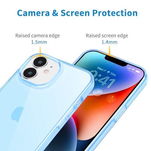 JJGoo Compatible with iPhone 14 Case Clear, Soft Shockproof Protective Slim Thin Phone Bumper Cover Transparent Phone Case, Translucent Blue - color: Blue