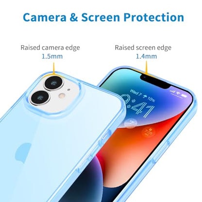 JJGoo Compatible with iPhone 14 Case Clear, Soft Shockproof Protective Slim Thin Phone Bumper Cover Transparent Phone Case, Translucent Blue - color: Blue