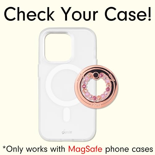 Sonix Magnetic Phone Grip and Phone Ring Holder - Compatible with MagSafe - Rotatable Kickstand and Phone Holder for iPhone 16, 15, 14, 13, 12 Series - Rose Gold/Multi Rhinestone - color: Rose Gold / Multi Rhinestone