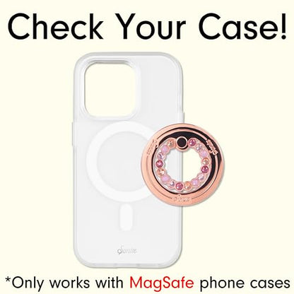 Sonix Magnetic Phone Grip and Phone Ring Holder - Compatible with MagSafe - Rotatable Kickstand and Phone Holder for iPhone 16, 15, 14, 13, 12 Series - Rose Gold/Multi Rhinestone - color: Rose Gold / Multi Rhinestone
