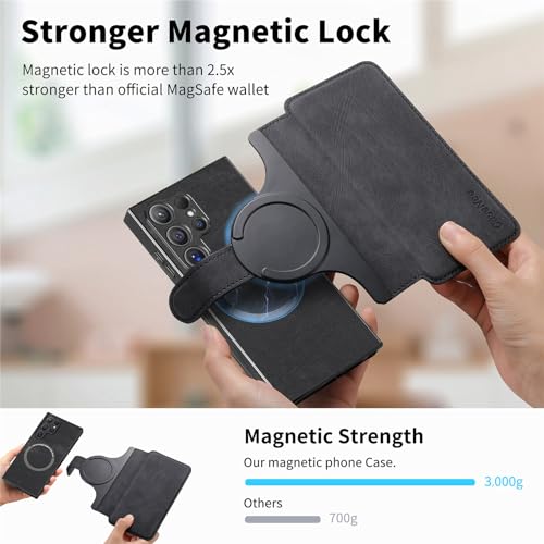 2 in 1 Wallet Case for Samsung Galaxy S24 Ultra CMG Black | PU Leather Magnetic Flip Folio Case with RFID Blocking Card Holder, Credit Card Slots Kickstand, Shockproof Protective Cover - color: Black, size: Samsung Galaxy S24 Ultra