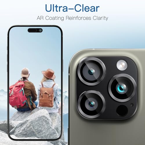 [2 Pack Camera Lens Protector for iPhone 13 Pro/13 Pro Max,9H Tempered Glass,Aviation Aluminum Plate Cover,Night Circle,No Bubble,HD Clarity,Case Friendly,Easy Installation-Black - size: for iPhone 13 Pro/13 Pro Max