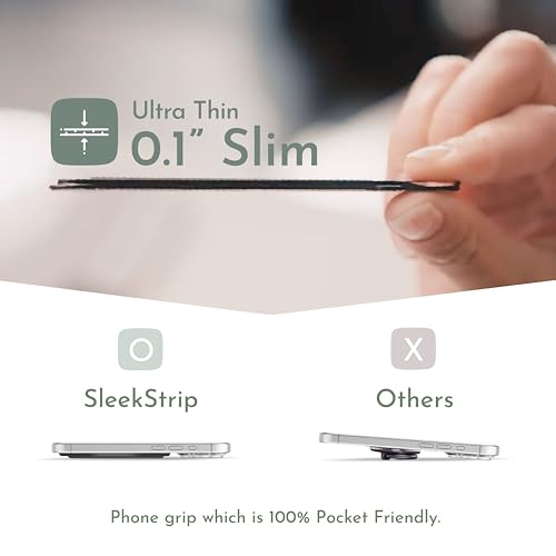SleekStrip SleekGrip-Essential Ultra Thin Phone Grip Stand,Slim Metal Finger Loop Ring Hand Holder Strap Cell Phone Grips for iPhone 16 Pro Max,17 Air,Android,Case Back - Iridescence 2PK - color: 2PK [ Iridescence ]