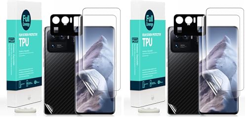Ibywind 2 Pcs Screen Protector For Xiaomi 11 Ultra(5G/4G) 6.81",Flexible TPU Film,With 1Pc Camera Lens Protector,1Pc Back Film,Bubble Free[Easy to install] (Pack of 2) - size: Xiaomi 11 Ultra 6.81 inch (Pack of 2)