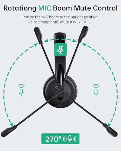AOC Wireless Headset with Mic for Work, AI Noise Cancelling, Bluetooth - color: Midnight Black